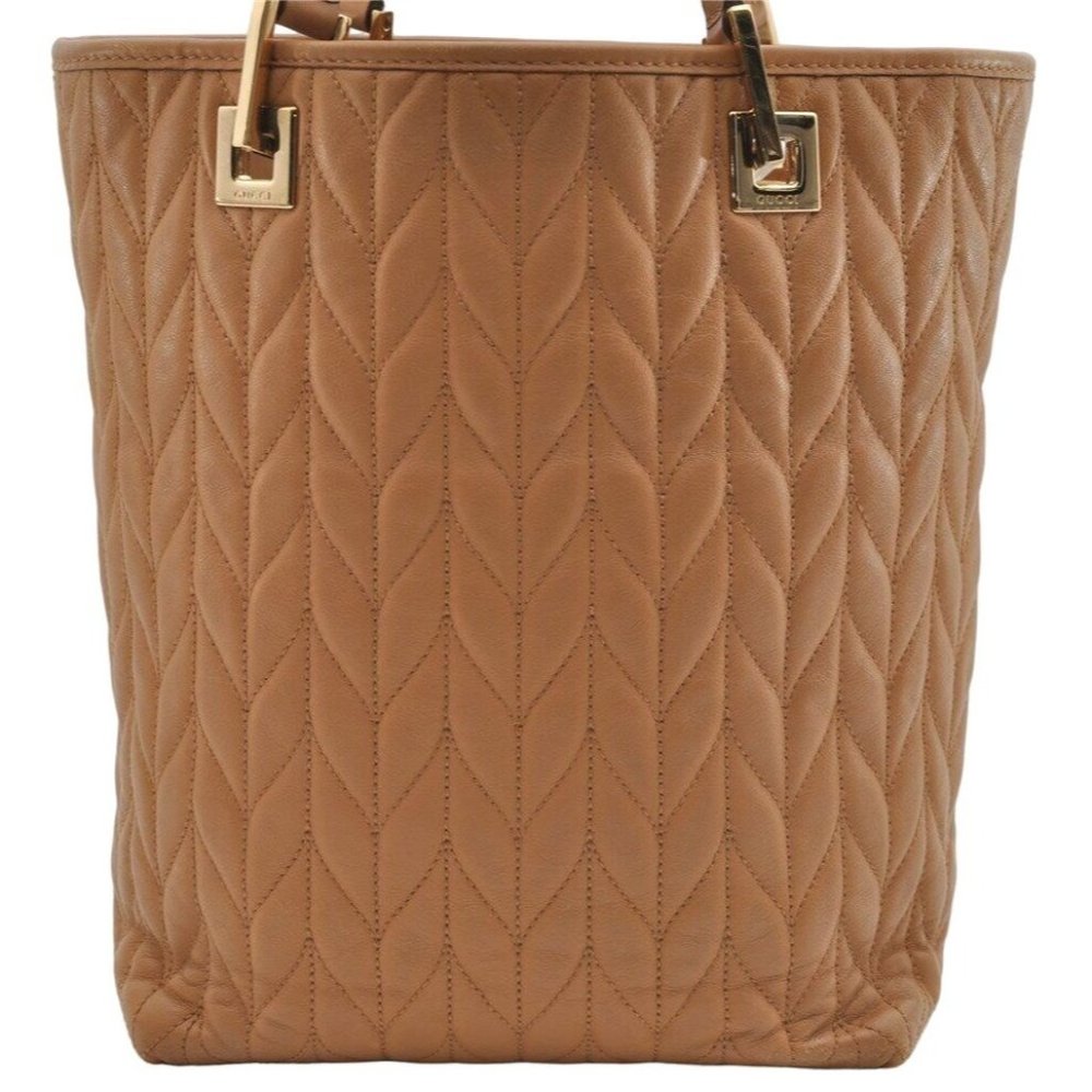 Gucci Camel Matelasse Leather Two Strap Tote with Bold Chrome